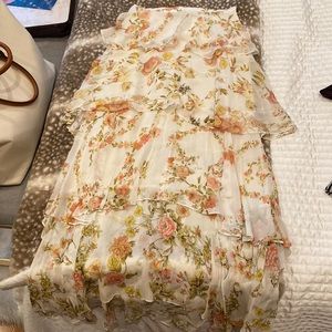 Zara midi floral ruffle skirt